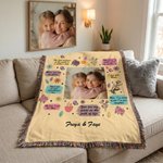 Personalized Inspirational Mom Quote Photo Floral Soft Tassel Throw Blanket with Name Home Sofa Decor Birthday Gift for Mom Grandma