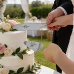 Personalized Engraved Mr. & Mrs. Wedding Forks Set and Ceramic Cake Plate with Name and Date Engagement Gift for Newlywed Couples