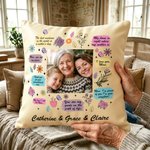 Personalised Inspirational Mom Quote Photo Floral Soft Cushion Cover with Name Home Sofa Decor Birthday Gift for Mom Grandma
