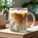 Personlig födelseblomma fjäril 11 oz glasmugg med handtag och namn Födelsedag Jubileum Present till kvinnor Naturälskare