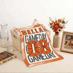 Personalized Ball Themed Prints Sport Towel with Name Number and Hanging Clip Game Day Birthday Gift for Sports Lovers