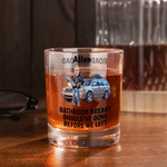 Personalised Funny Dad Photo 10 oz Old Fashioned Rock Whiskey Glass with Name Father's Day Birthday Gift for Man Whiskey Enthusiast
