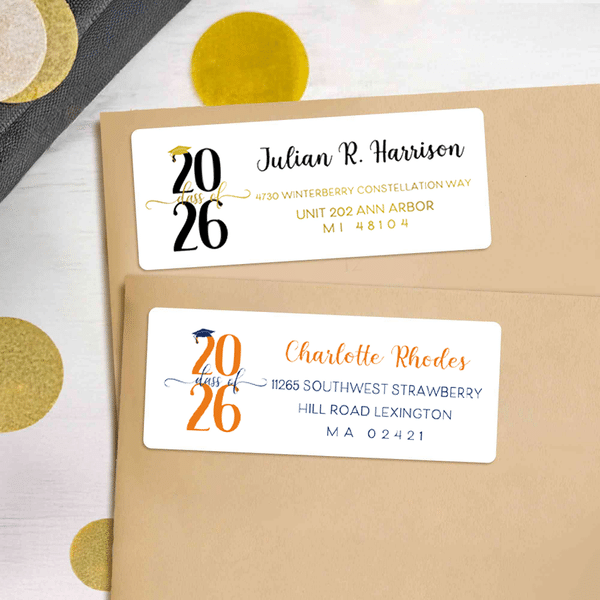 Adesivo di laurea personalizzato con nome, anno e indirizzo Decorazione del festival Regalo di laurea per i laureati della classe 2026