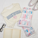 Personalised Bookshelf Comfortable Pyjama Set with Pockets and Name Home Wear Reading Birthday Gift for Book Lover
