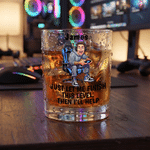 Personalised Funny Dad Photo 10 oz Old Fashioned Rock Whiskey Glass with Name Father's Day Birthday Gift for Man Whiskey Enthusiast