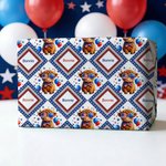 Personligt omslagspapper med namn för Highland Cow American Flag Uppsättning med 3 Amerikanska självständighetsdagen Födelsedagspresent för amerikaner