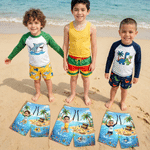 Personalised Cute Sea Animal 3D Cartoon Character Kid Adult Swim Trunks with Name Summer Vacation Father's Birthday Gift for Boy Teen Man