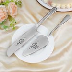 Personalized Engraved Mr. & Mrs. Wedding Forks Set and Ceramic Cake Plate with Name and Date Engagement Gift for Newlywed Couples