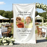 Bannière de mariage en soie personnalisée avec nom et date Cadeau de fête de mariage pour les mariés