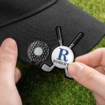 Personalized Crossed Clubs Golf Ball Magnetic Hat Clip Golf Ball Marker with Initial and Name Birthday Game Day Golf Club Gift for Golfer Golf Lover