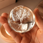 Personalized Four-Leaf Cover Round Crystal Ball LED Night Light with Name and Wooden Base Home Decor Birthday Gift for Kids Friends