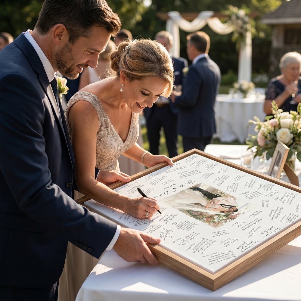 Acuarela personalizada estilo de la boda de fotos Impresiones en lienzo con nombre y fecha Regalo de boda para los recién casado