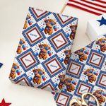 Papier d'emballage personnalisé Highland Cow American Flag avec nom Lot de 3 Cadeau d'anniversaire pour les Américains à l'occasion de la fête de l'Indépendance