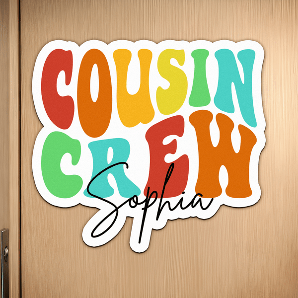 Personalised Cousin Crew Fridge Magnet with Name Home Office Decor Holiday Gift for Family Friends