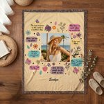 Personalized Inspirational Mom Quote Photo Floral Soft Tassel Throw Blanket with Name Home Sofa Decor Birthday Gift for Mom Grandma