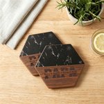 Título grabado personalizado 1-4 Nombres Acacia Mármol 11 Pcs Tabla de Cortar Posavasos Set con Tazón y Cuchara Día del Padre Housewarming Regalo para Papá