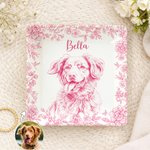 Personalised Toile De Jouy Style Pet Portrait Ceramic Trinket Jewellery Dish with Name Birthday Gift for Pet Owner
