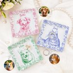 Personalised Toile De Jouy Style Pet Portrait Ceramic Trinket Jewellery Dish with Name Birthday Gift for Pet Owner