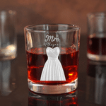 Personalised Sophisticated Tuxedo Wedding Dress Design 10 oz Whiskey Glass Wedding Celebrate Party Gift for Newlyweds