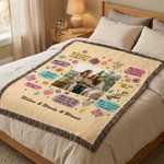 Personalized Inspirational Mom Quote Photo Floral Soft Tassel Throw Blanket with Name Home Sofa Decor Birthday Gift for Mom Grandma