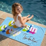 Asciugamano da spiaggia personalizzato Multicolore Cousin Crew ad asciugatura rapida con nome Vacanze estive Festa di compleanno in spiaggia Regalo per la famiglia