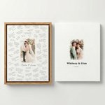 Acuarela personalizada estilo de la boda de fotos Impresiones en lienzo con nombre y fecha Regalo de boda para los recién casado