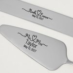 Personalized Engraved Mr. & Mrs. Wedding Forks Set and Ceramic Cake Plate with Name and Date Engagement Gift for Newlywed Couples