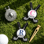 Personalised Crossed Clubs Golf Ball Magnetic Hat Clip Golf Ball Marker with Initial and Name Birthday Game Day Golf Club Gift for Golfer Golf Lover