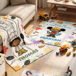 Manta blanda personalizada con el nombre del niño Carrera de dibujos animados Decoración del hogar Cumpleaños Vuelta al cole Regalo para niños