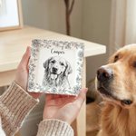 Personalised Toile De Jouy Style Pet Portrait Ceramic Trinket Jewellery Dish with Name Birthday Gift for Pet Owner