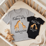 Henkilökohtainen ensimmäinen isämme Animal Pattern 100% puuvilla T-paita Baby Bodysuit Matching Outfit nimet Isänpäivä lahja isälle vauva