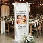 Bannière de mariage en soie personnalisée avec nom et date Cadeau de fête de mariage pour les mariés