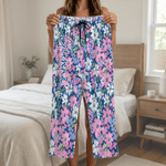 Personalised Watercolor Floral Style Drawstring Pyjama Pants with Name Daily Wear Birthday Gift for Women Men