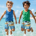 Personalised Cute Sea Animal 3D Cartoon Character Kid Adult Swim Trunks with Name Summer Vacation Father's Birthday Gift for Boy Teen Man