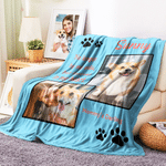Personalisierte Haustier Themed weiche Decke mit Namen Text und 2 Fotos Home Decor Geburtstag Haustier Gedenkgeschenk für Tierliebhaber Freunde werfen