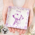 Personalised Toile De Jouy Style Pet Portrait Ceramic Trinket Jewellery Dish with Name Birthday Gift for Pet Owner