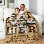 Personalized Warm Photo Collage Design Soft Throw Blanket with Text Daily Use Birthday Father's Day Gift for Dad Grandpa
