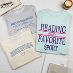 Personalised Bookshelf Comfortable Pyjama Set with Pockets and Name Home Wear Reading Birthday Gift for Book Lover