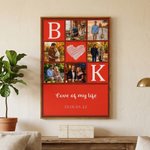 Personalised Nine-Square Grid Photo Giclee Canvas Prints with Letter Title Date Home Decor Anniversary Gift for Family Friend Couple