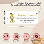Personlig Mortarboard Graduation Sticker med namnår och adress Festivaldekoration Graduation Favor Gift för klass 2026 Graduates
