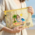 Bolsa de playa impermeable con nombre Personalizada Personaje de dibujos animados Fiesta de verano Piscina Vacaciones Regalo de cumpleaños para mujer