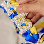 Personalized Bling Rhinestone Pearl Bowknot Letter Two-Colored Ribbon Braided Lei with Name Party Decor Graduation Gift for Graduates