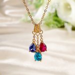Personalized 1-5 Drop Shaped Birthstones Necklace Dainty Jewelry Mother's Day Birthday Gift for Women Mom Grandma