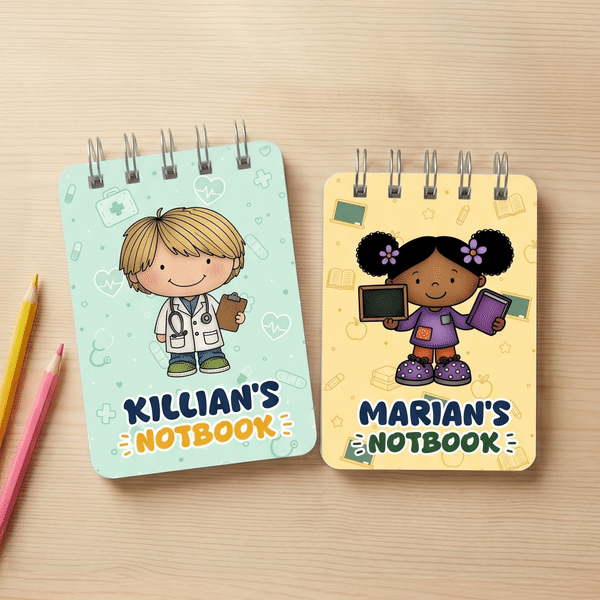 Personalised Colourful Cartoon Character Notebook with Name Daily Use Back to School Birthday Gift for Student
