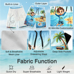 Personalised Cute Sea Animal 3D Cartoon Character Kid Adult Swim Trunks with Name Summer Vacation Father's Birthday Gift for Boy Teen Man