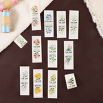Fleur de naissance aquarelle personnalisée 100% coton Etiquette de couture avec nom et texte Cadeau d'anniversaire pour les amateurs de tricot et de bricolage