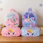 Personalised Cute Fantasy Unicorn School Backpack with Embroidery Name and Pencil Case Back to School Birthday Gift for Girls