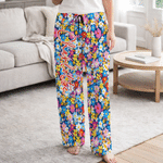Personalised Watercolor Floral Style Drawstring Pyjama Pants with Name Daily Wear Birthday Gift for Women Men