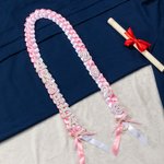Personalized Bling Rhinestone Pearl Bowknot Letter Two-Colored Ribbon Braided Lei with Name Party Decor Graduation Gift for Graduates
