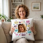 Personalised Inspirational Mom Quote Photo Floral Soft Cushion Cover with Name Home Sofa Decor Birthday Gift for Mom Grandma